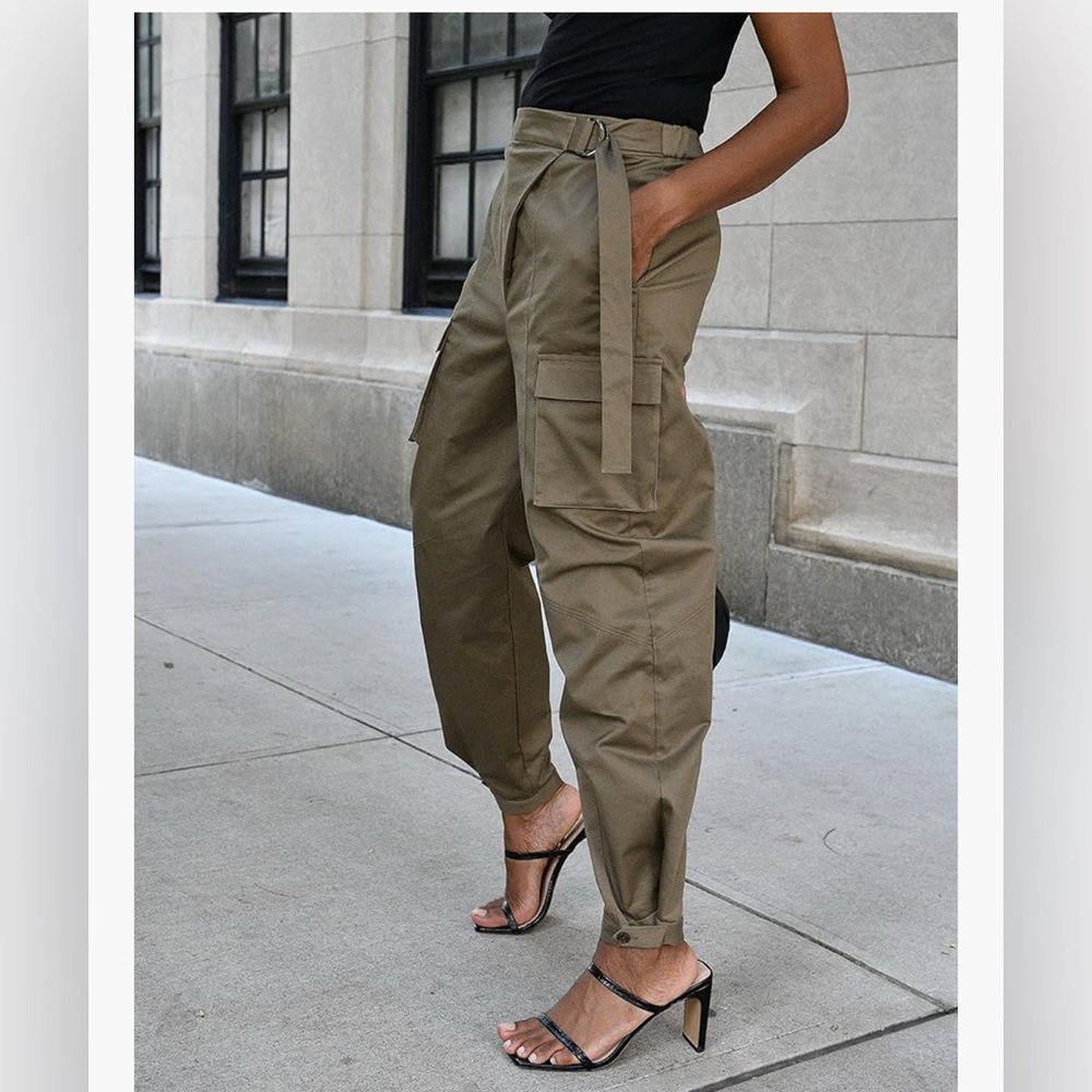 Khaki Cargo Pants for Women - Picture 2 of 6